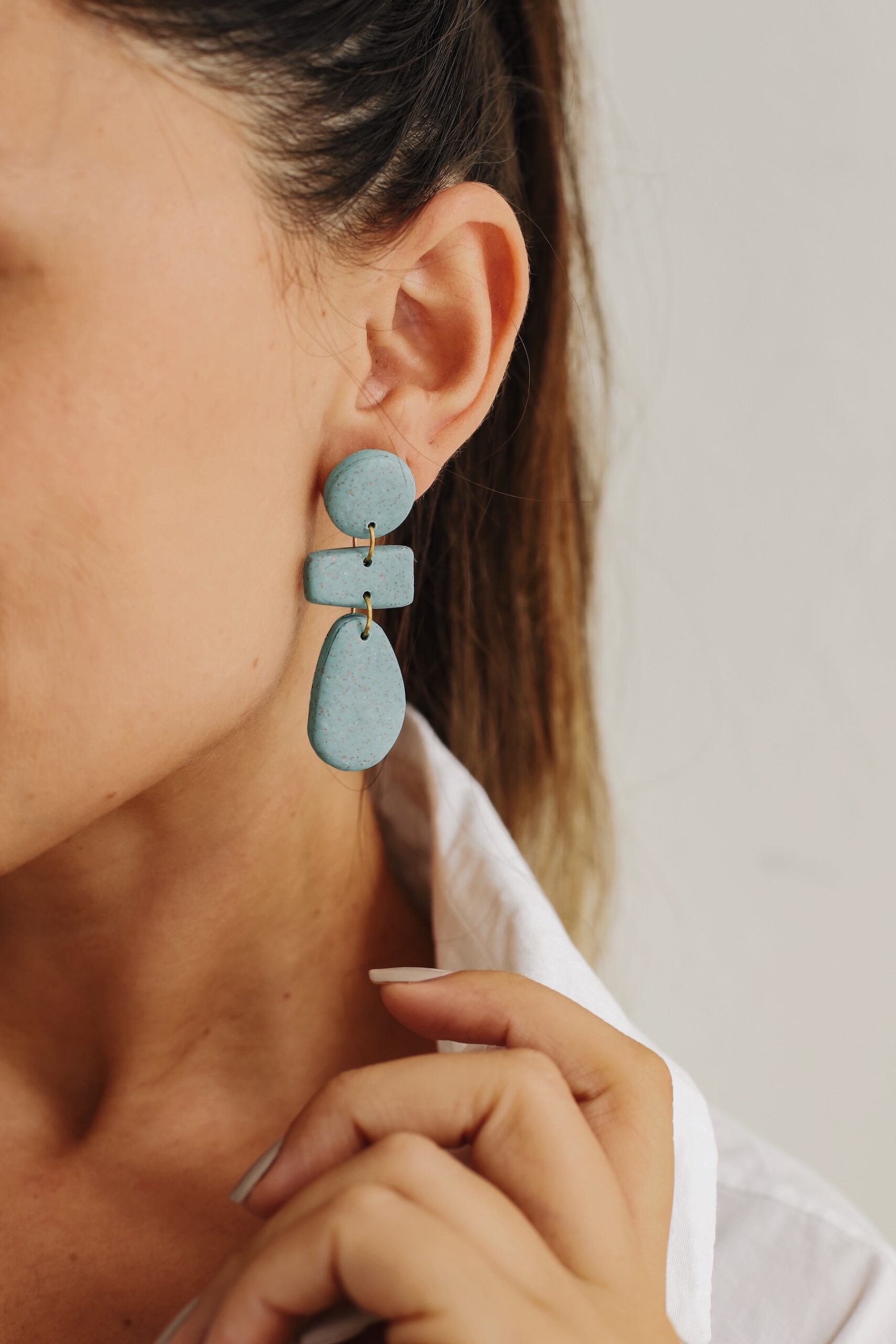 Frances is an earring was designed by a handmade woman designer. It was made of clay.